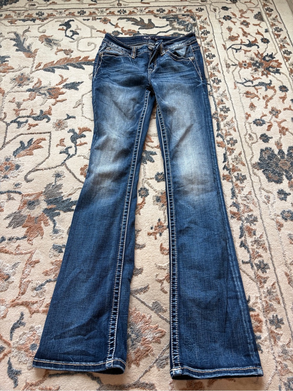 Miss Me Dark Blue Denim Mid-Rise Boot Jeans